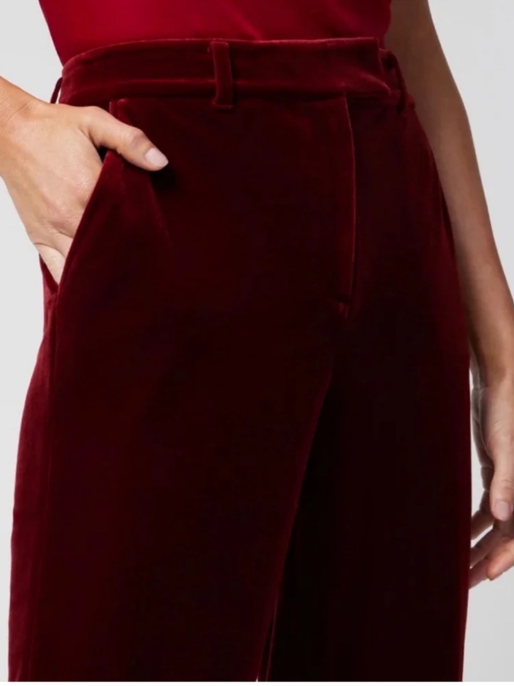 NWT WHITE HOUSE BLACK MARKET Luna Wide Leg Classic Size 10 Red Velvet - Picture 4 of 8